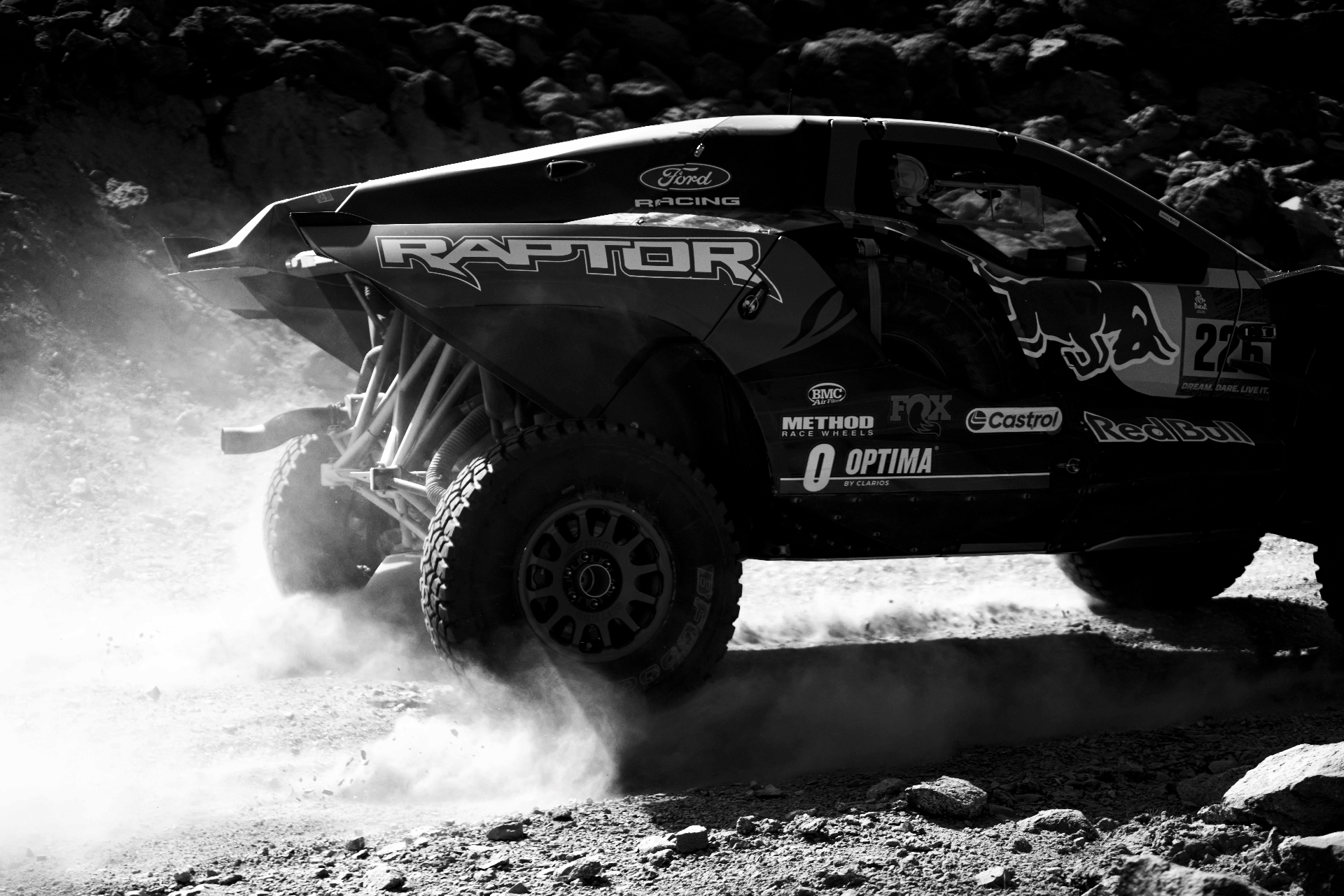 Ford Raptor in black and white
