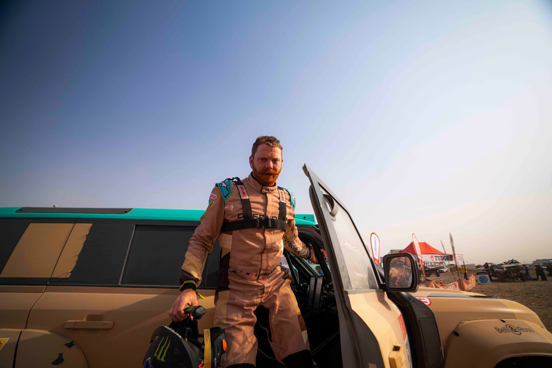 Defender driver at the bivouac